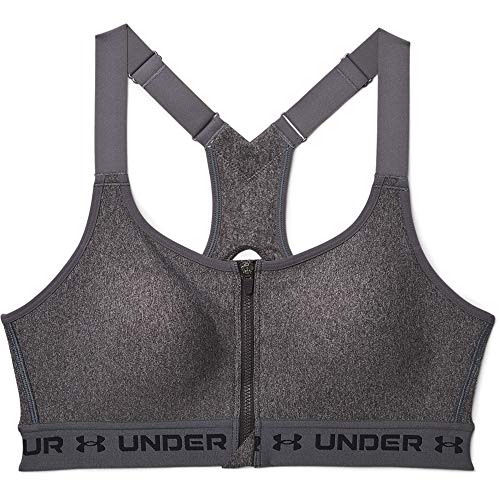 Under Armour Women's Armour High Crossback Heather Zip Bra , Charcoal Light Heather (019)/Black , 34D