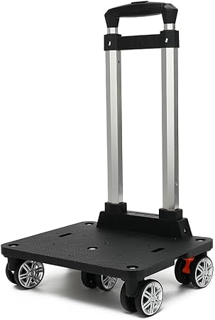 Backpack Trolley with Brake Function - 5 Wheels Folding Compact Lightweight Luggage Cart, Travel Trolley for Bags/Lunch Backpack/Golf Bag/Pet Bag