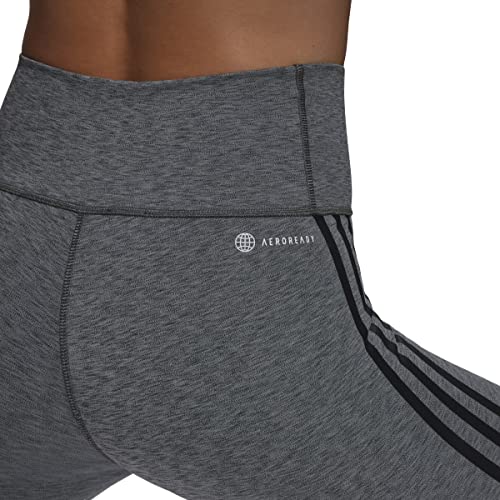 adidas Women's Optime Training Icons 3-Stripes 7/8 Tights, Dark Grey Heather, 2X-Large/Petite