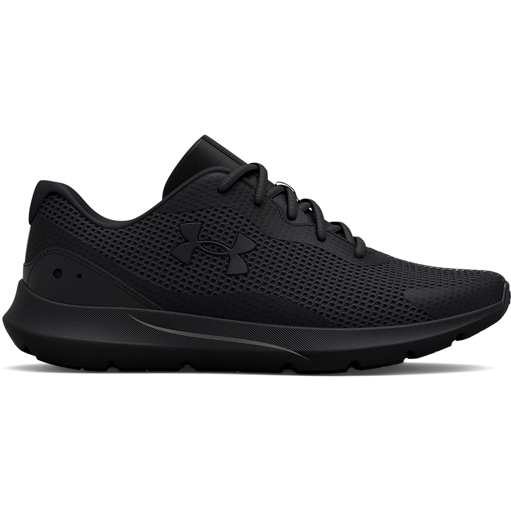 Under Armour Men's Surge 3 Road Running Shoe, (002) Black/Black/Black, 12