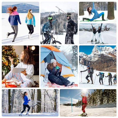 COOLOMG Women Thermal Pants Cold Weather Baselayer Leggings Fleece-Lined Compression Pants Winter Warm Tights Black S