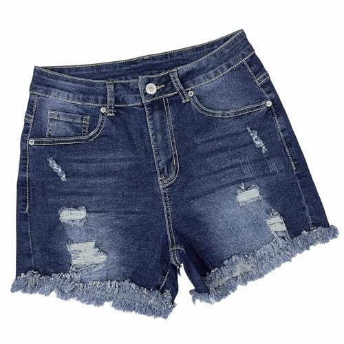 Women's Ripped Jeans High Waist Stretch Skinny Jean Destroyed Denim Plus Size Shorts for Women