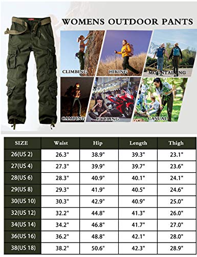 XNMAYA Cargo Pants for Women, Military Army Camo Combat Trousers,Work Camping Hiking Casual Pants with Pockets Black US 18