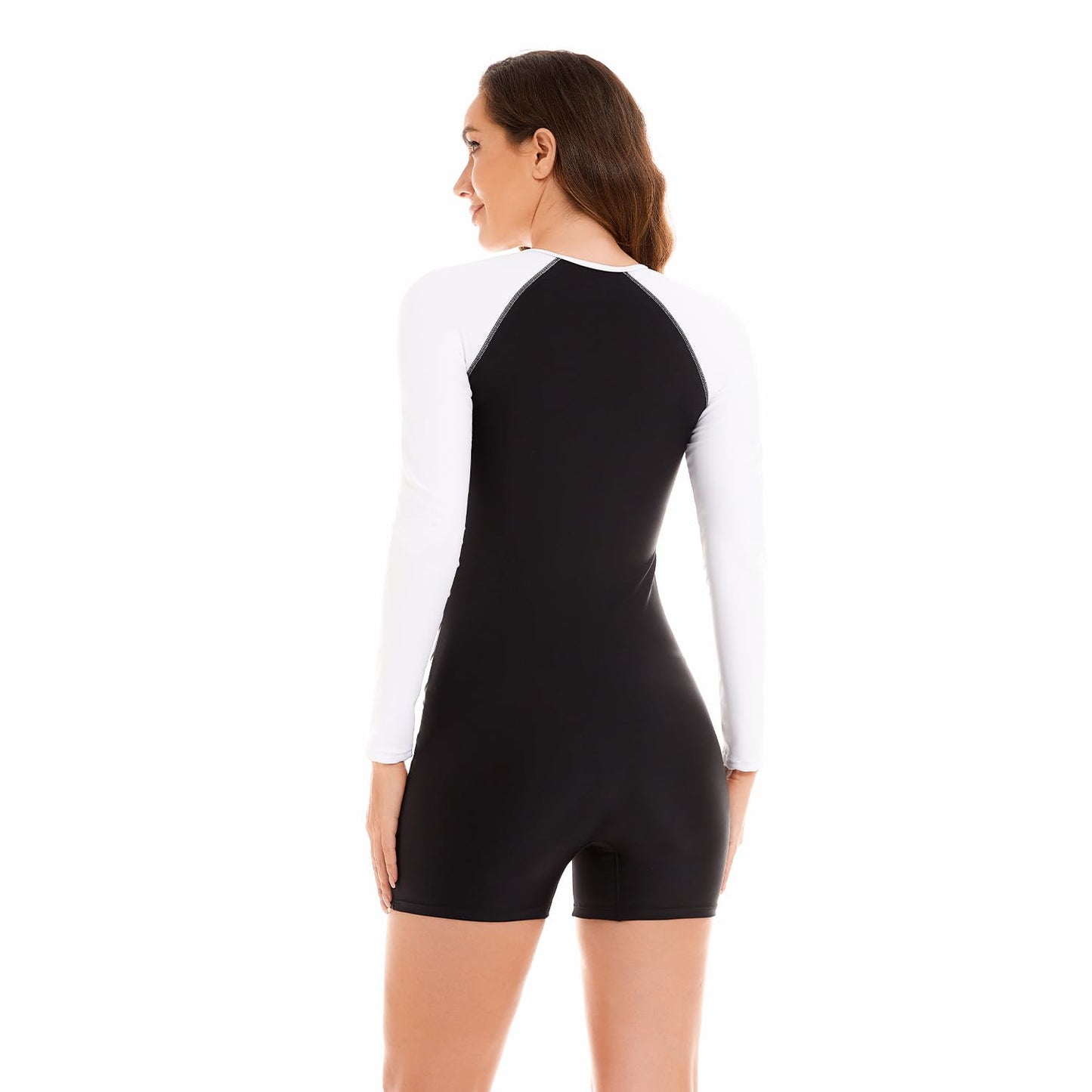 NESY Womens Rash Guard Swimsuit Boyleg Long Sleeve One Piece Bathing Suit UPF 50 Zipper Surfing Wetsuit Athletic Swimwear