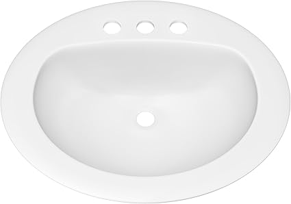 PROFLO PF20178 Rockaway 20-1/2" Oval Vitreous China Drop In Bathroom Sink with Overflow and 3 Faucet Holes at 8" Centers - White