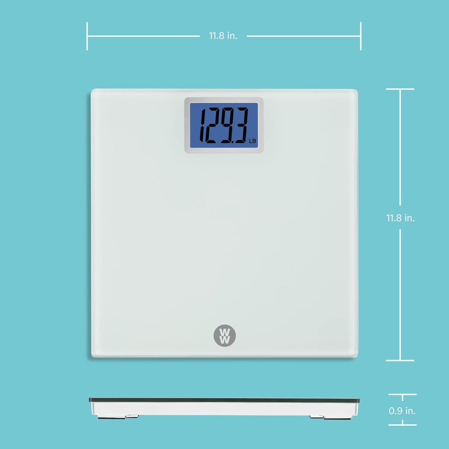 Weight Watchers Scales by Conair Bathroom Scale for Body Weight, Easy To Read Scale, Glass Body Scale Measures Weight Up to 400 Lbs. in Chic Glass
