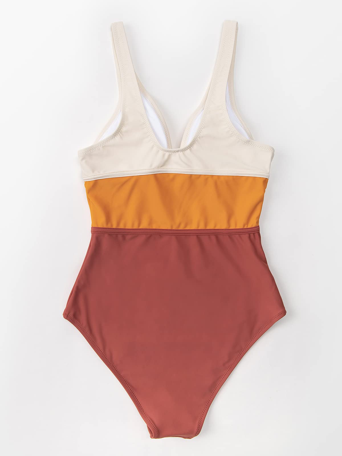 CUPSHE Women's One Piece Swimsuit Color Block Keyhole Cutout Bathing Suit, M