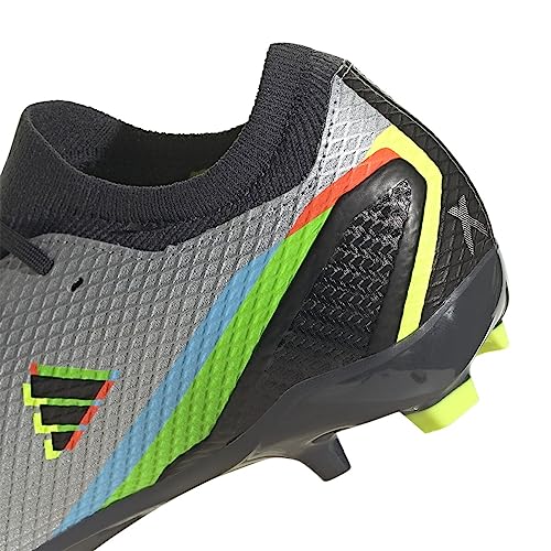 adidas mens X Speedportal.3 Firm Ground Soccer Cleats, Silver Metallic/Core Black/Solar Yellow, 7.5