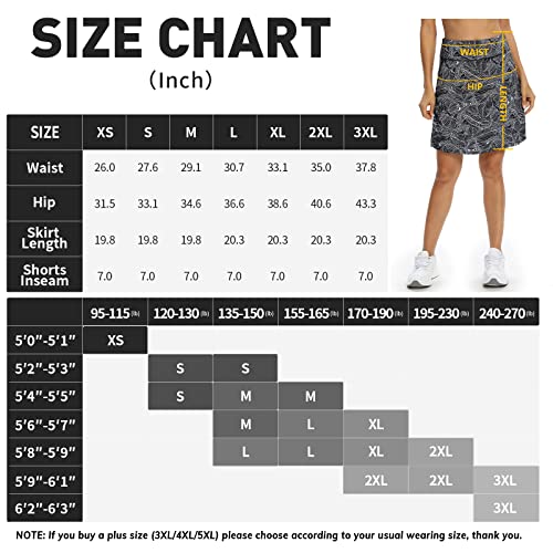 M MOTEEPI Modest Knee Length Skorts Skirts for Women Tennis Athletic Golf Skirt with Pockets UV Protection High Waist Black XL