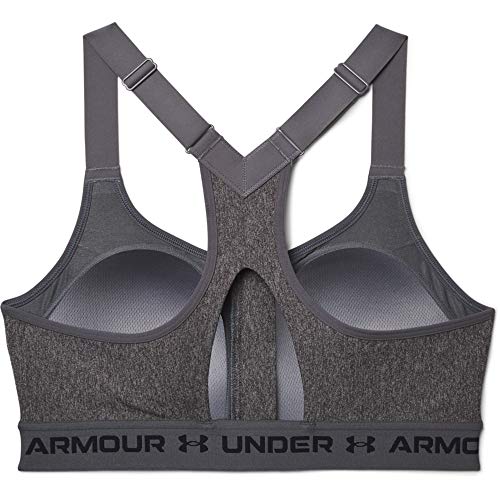 Under Armour Women's Armour High Crossback Heather Zip Bra , Charcoal Light Heather (019)/Black , 34D