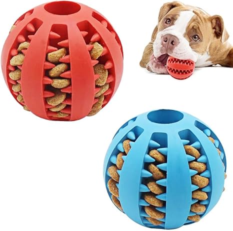 1 PC Interactive Dog Toy Ball Dog Pet Food Treat Feeder Chew Tooth Cleaning Durable Puppy Ball Random Color