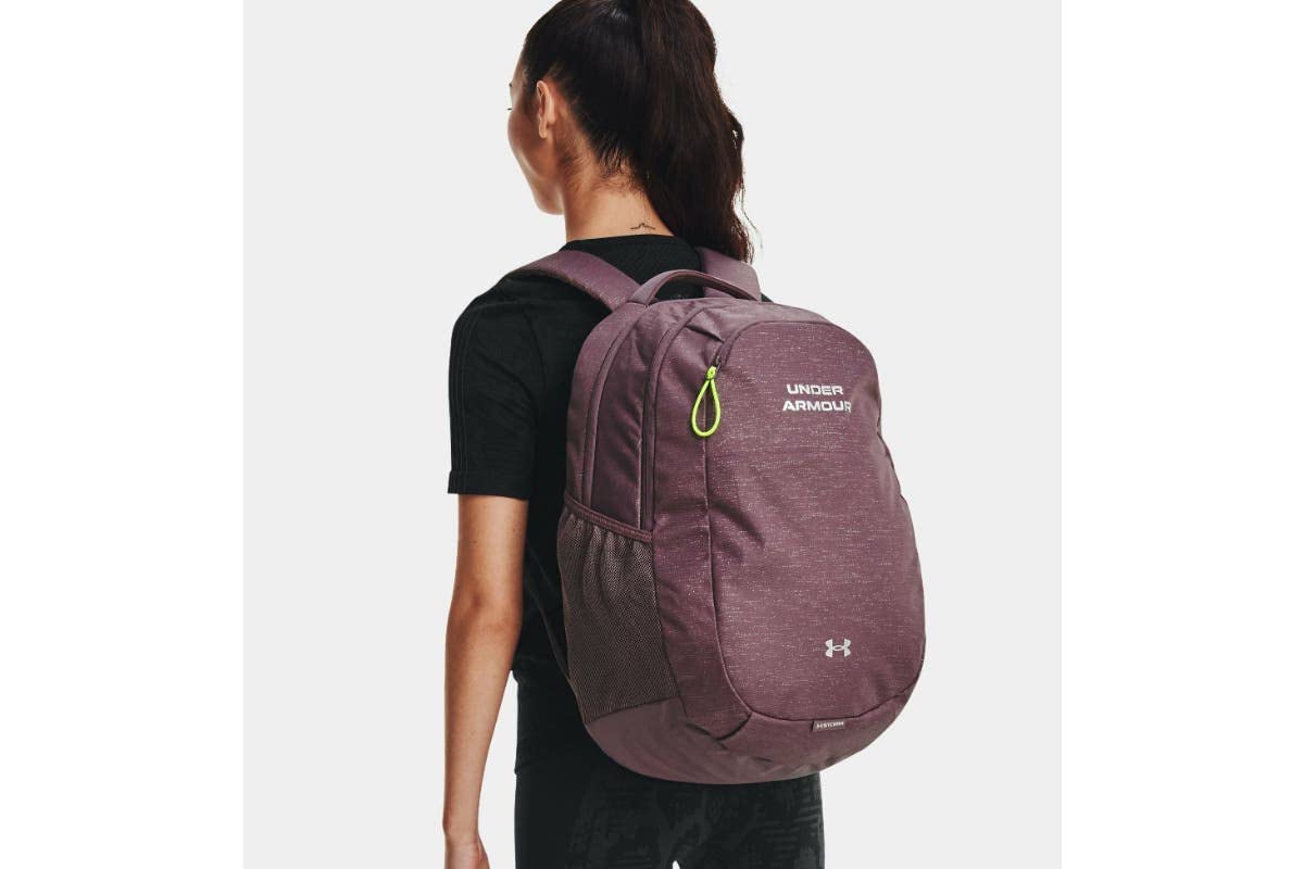 Under Armour Women's Hustle Signature Backpack , Ash Plum (554)/Metallic Silver , One Size Fits All