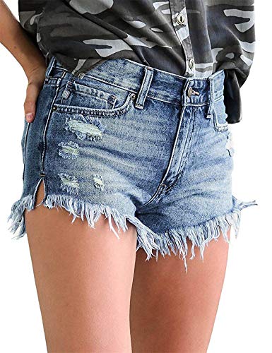 MODARANI Women's Cut Off Denim Jean Shorts Ripped Distressed