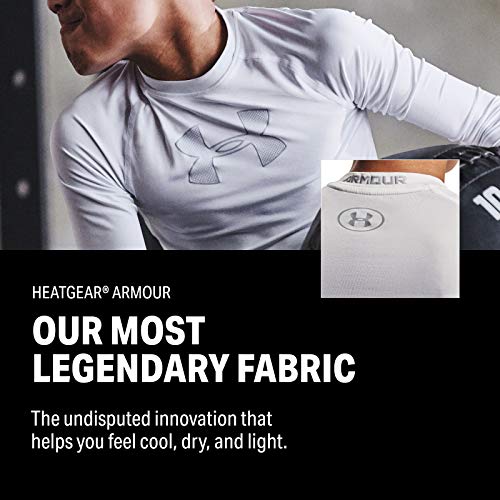 Under Armour Boys' HeatGear Armour 3/4 Leggings , White (100)/Mod Gray , Youth Small