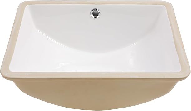 Undermount Bathroom Sink 18x14 Inch White Rectangle Porcelain Vessel Sinks Deep Basin with Overflow Lavatory Vanity Sink Mounted Under the Counter