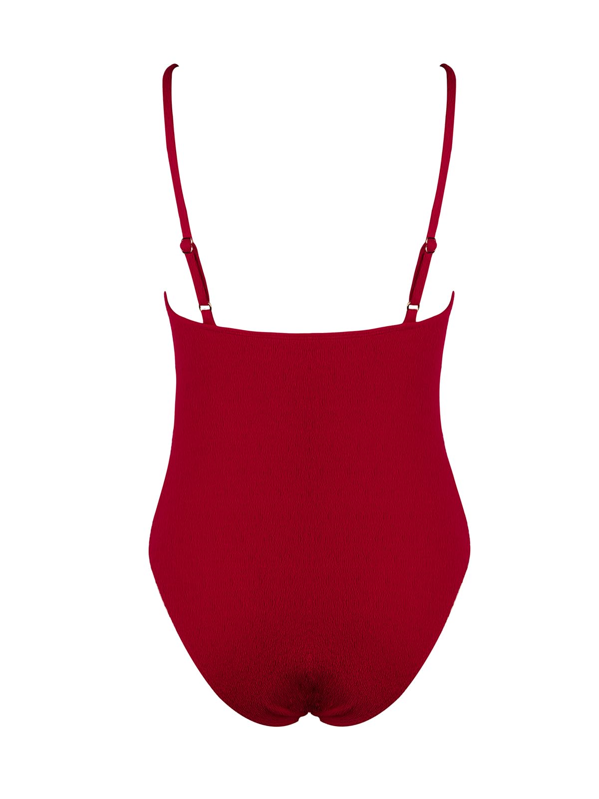 CUPSHE Women's One Piece Swimsuits Deep V Neck Cutout Adjustable Straps Texture L, Red