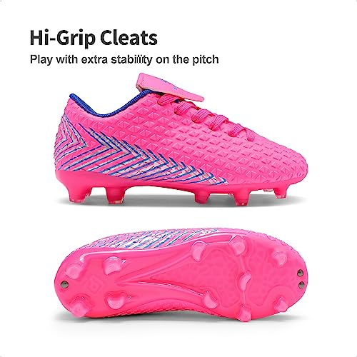 DREAM PAIRS Girls Mega-2k Soccer Cleats Football Shoes Fuchsia Royal Blue Size 2 Little Kid