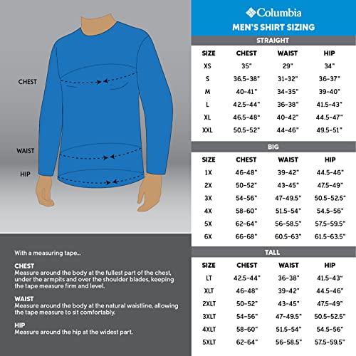 Columbia Men's Terminal Tackle Heather Long Sleeve Shirt, Orange Reef Heather/Tranquil Teal Logo, Large