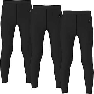 Boys Compression Pants Leggings Tights Youth Athletic 3 Piece Base Layer Gear for Kids Sports, Football, Soccer