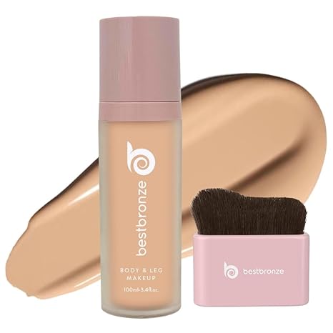 Best Bronze Bombshell Body & Leg Makeup Kit - Waterproof Leg Makeup w/Foundation Brush - Leg Concealer Bundle w/Body Makeup and Applicator Brush (NC15)