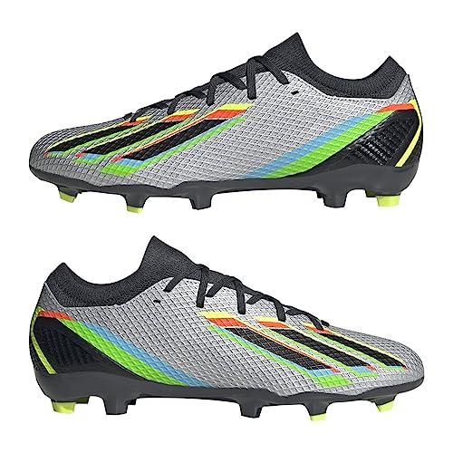 adidas mens X Speedportal.3 Firm Ground Soccer Cleats, Silver Metallic/Core Black/Solar Yellow, 7.5
