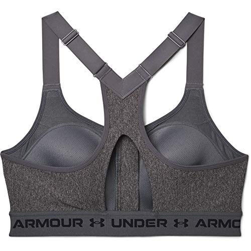 Under Armour Women's Armour High Crossback Heather Zip Bra , Charcoal Light Heather (019)/Black , 34D