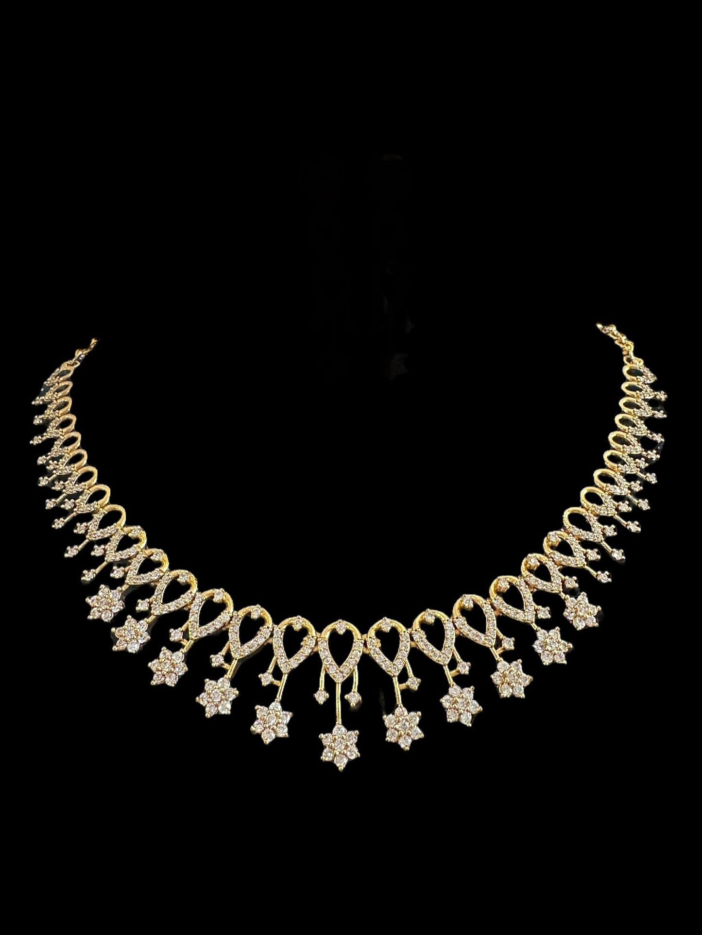 DNS153 Rima necklace earrings in cz ( READY TO SHIP )