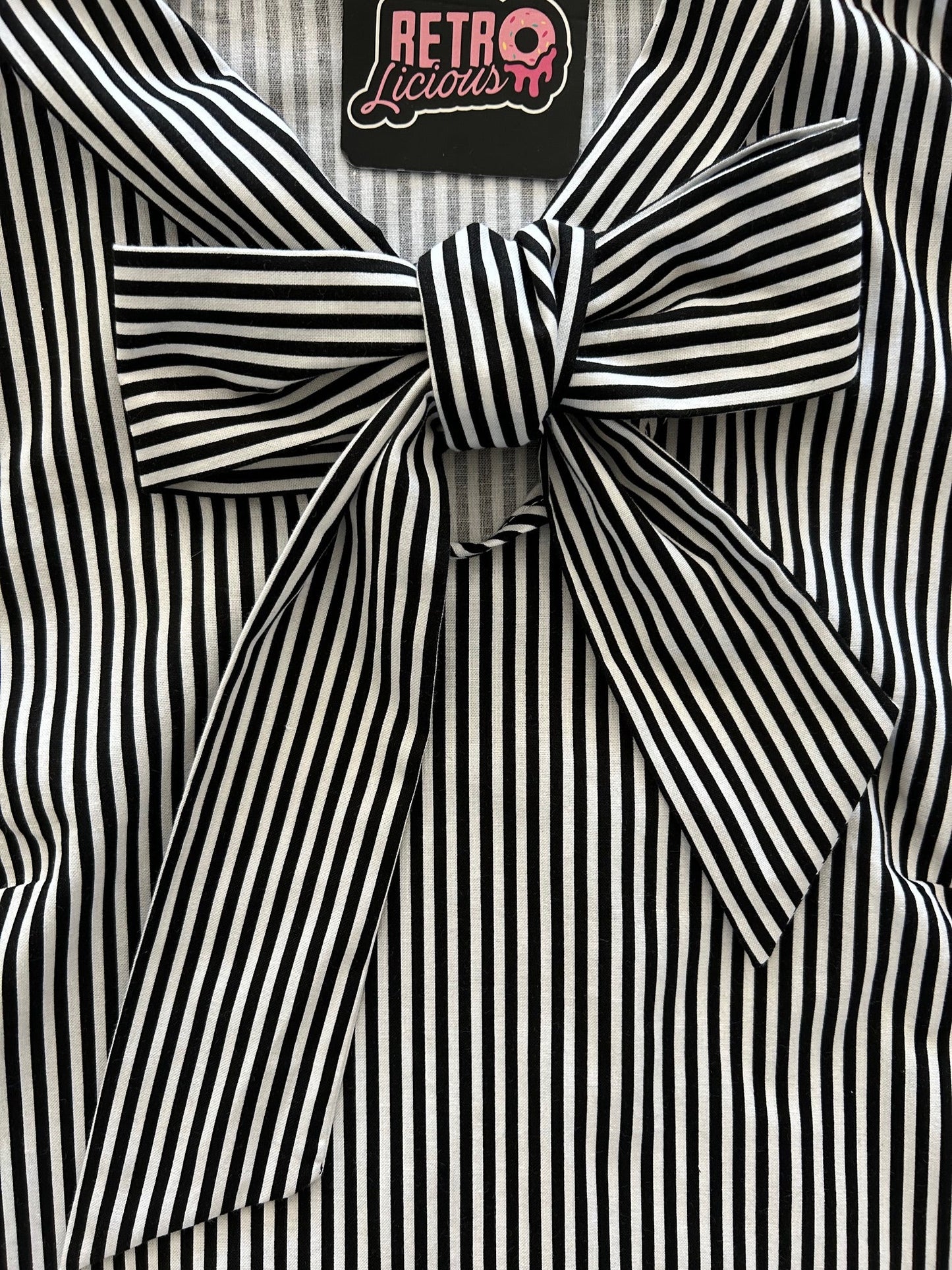 Black Striped Bow Top - 4X only