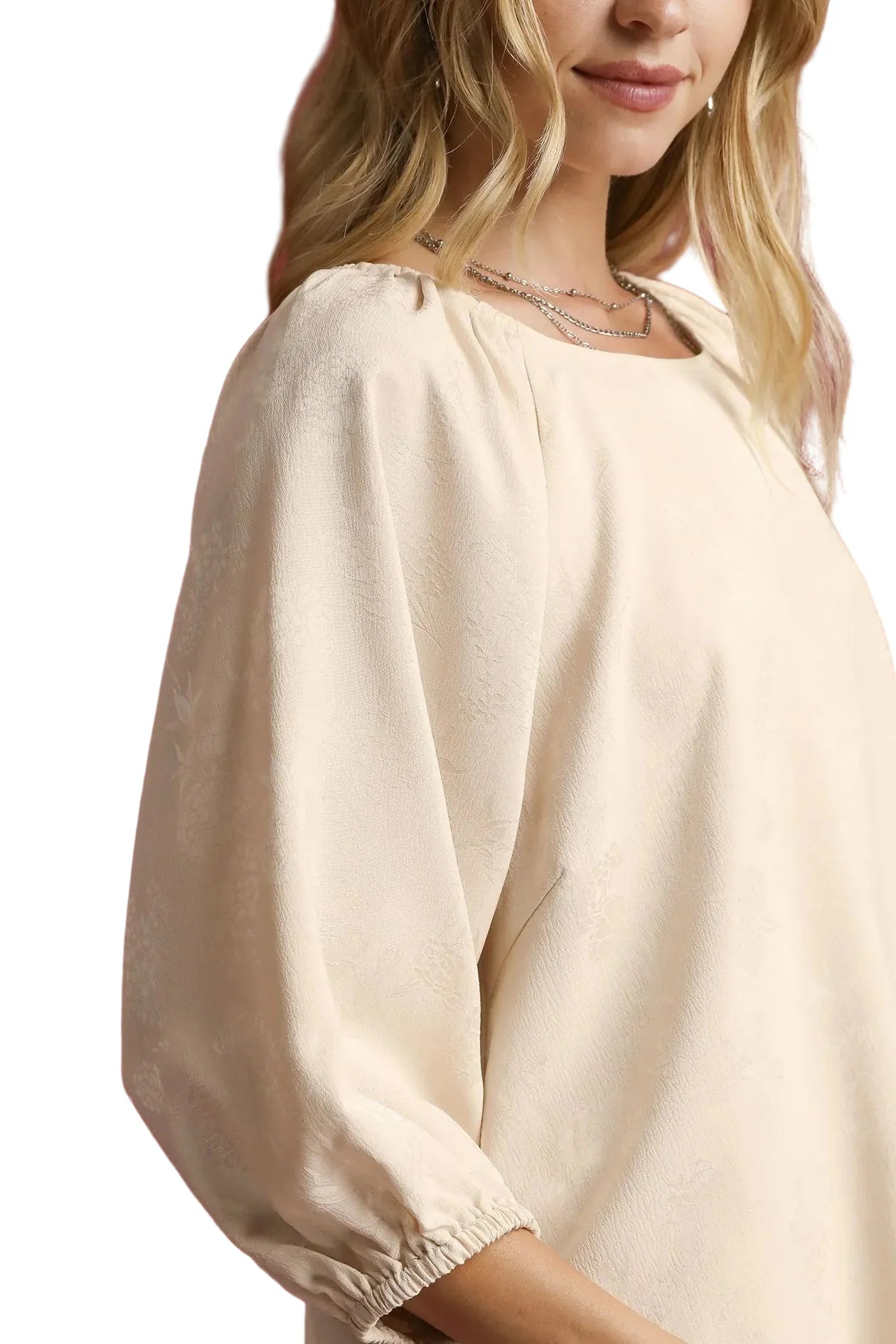 Side Slit 3/4 Sleeve Blouse