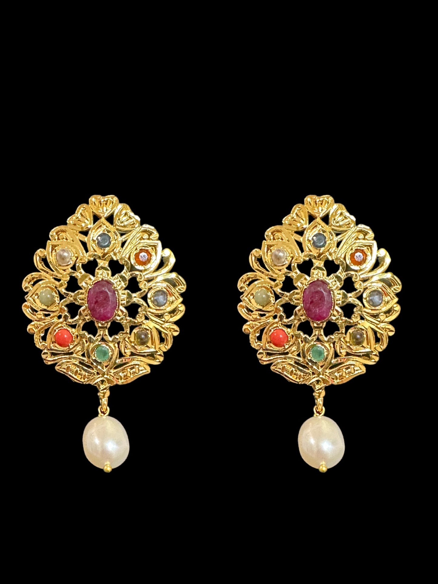 PS373 FAHM Navratan pendant set with real stones ( READY TO SHIP )
