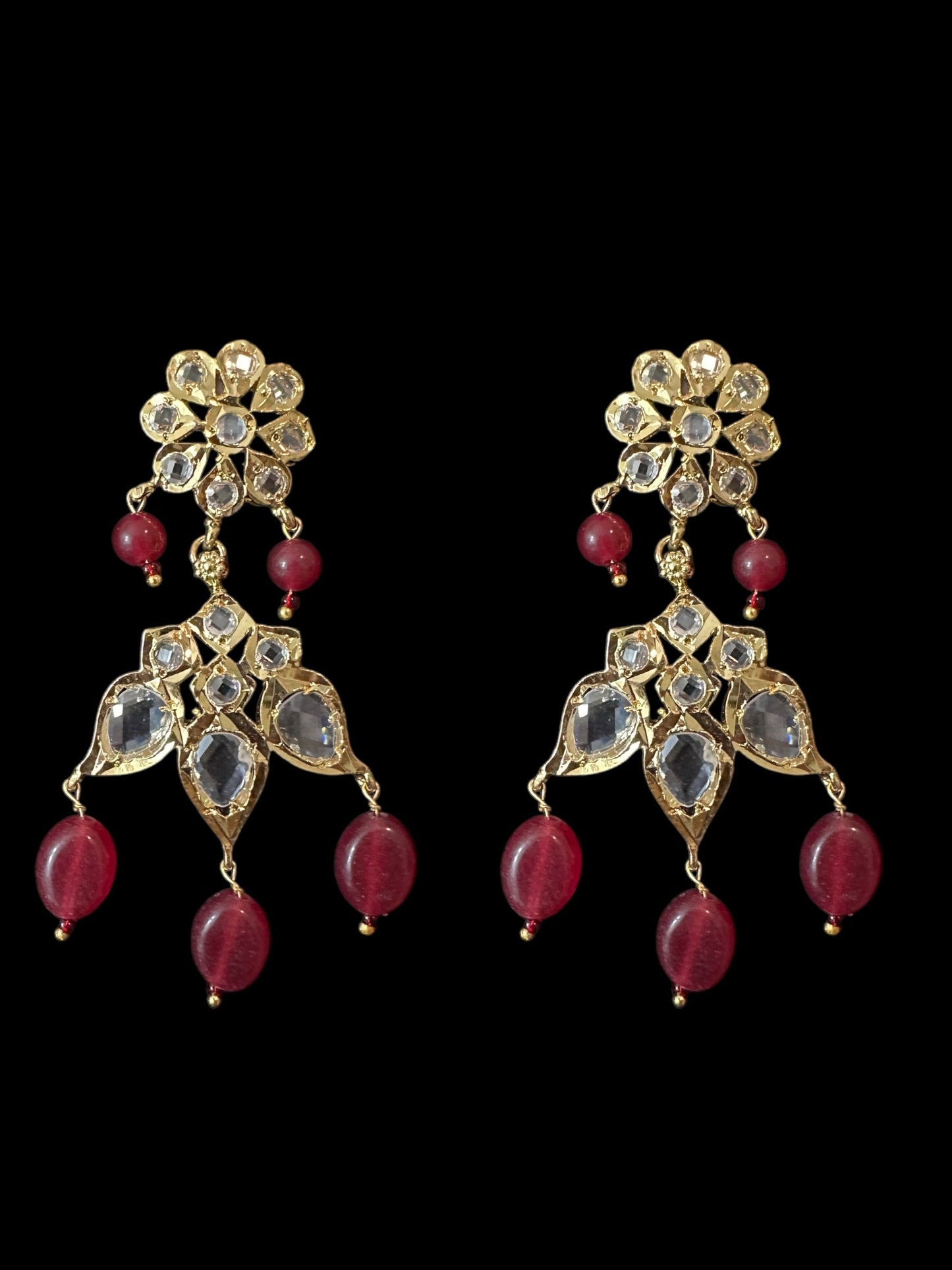 DLN105 Erica pathani haar with earrings in rubies ( READY TO SHIP )