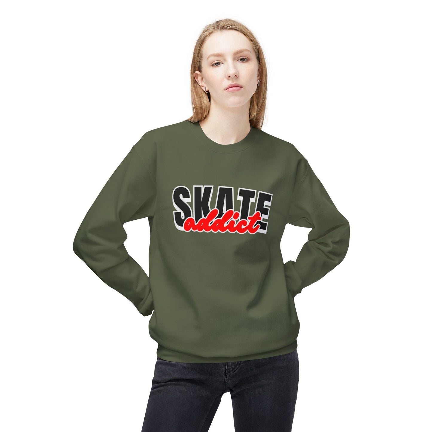 Skate Addict Unisex Fleece Crewneck Sweatshirt