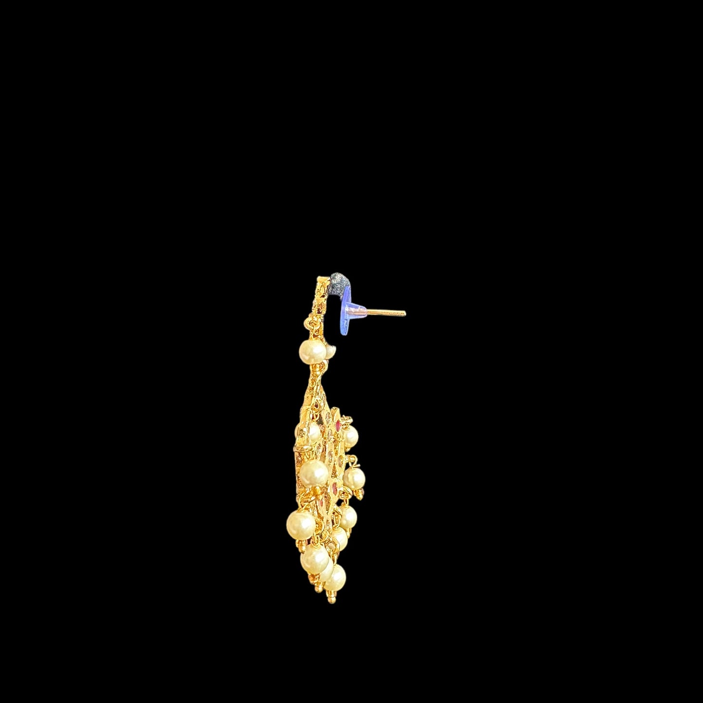 DER563 Dina hyderabadi Ruby Chandbali with golden pearls ( READY  TO SHIP )