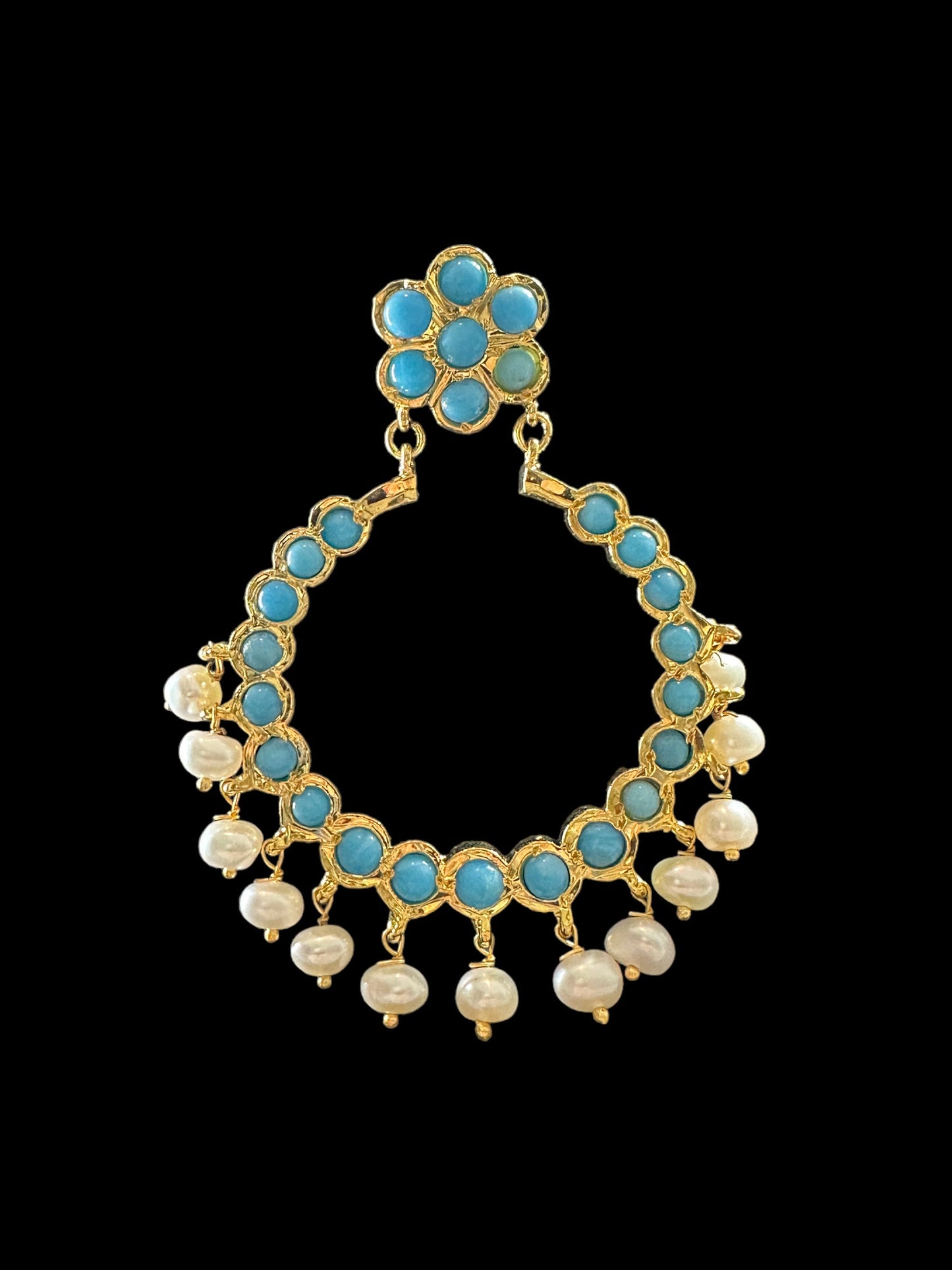 DER582 Mona chandbali in turquoise (READY TO SHIP )