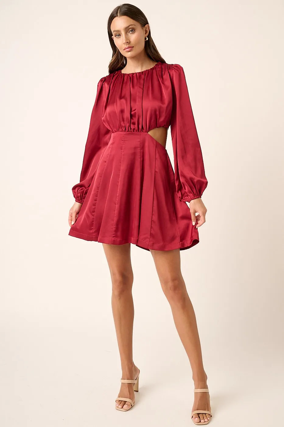 Mittoshop Satin Side Cutout Detail Mini Dress
