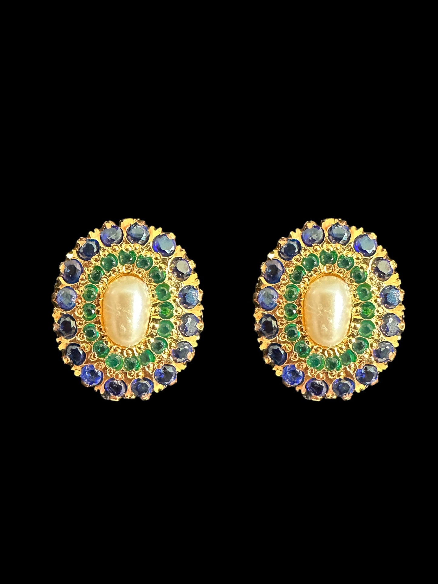 Gold plated jadau silver pendant set in emerald sapphire ( SHIPS IN 5 WEEKS )