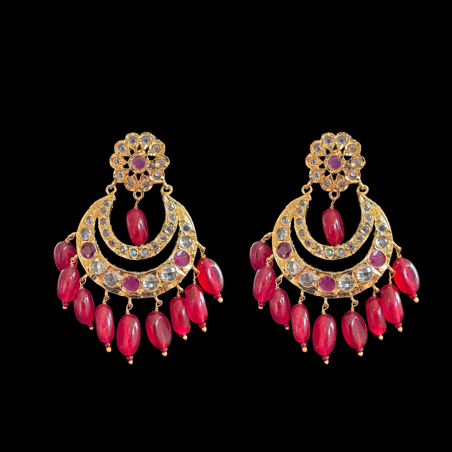 DNS91 gold plated necklace with ruby beads ( READY TO SHIP )