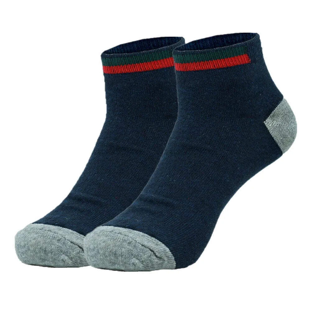 Mens athletic socks Striped Ankle Quarter Socks Cotton Low Cut Sizes 9-13