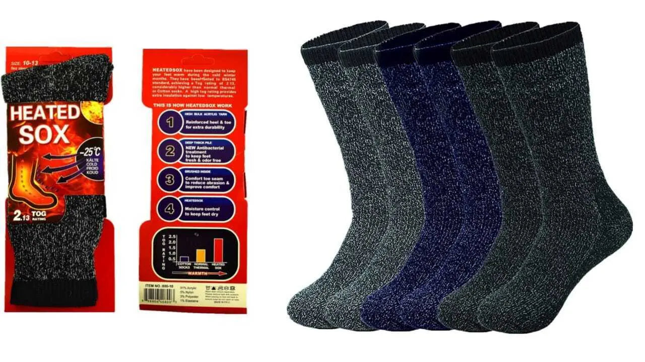 Mens thermal socks Heated winter friendly Warm Boot Sox thick Duty Size 10-13