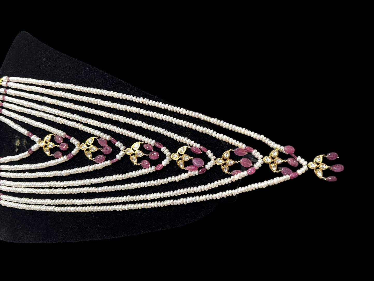 BR310 Bridal jadavi lacha , satlada in moissanite and emeralds ( SHIPS IN 5 WEEKS )
