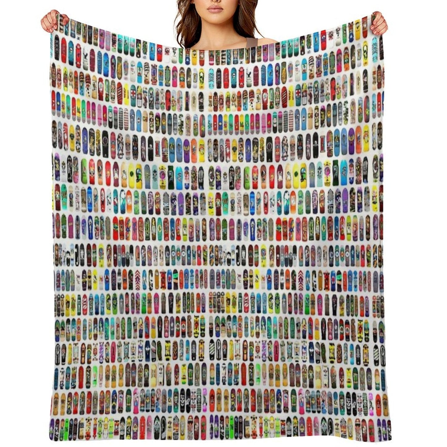 Vintage Skateboard Print Throw Blanket