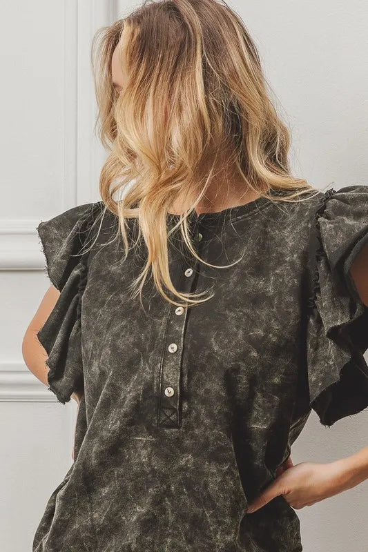 BiBi Mineral Washed Terry Top