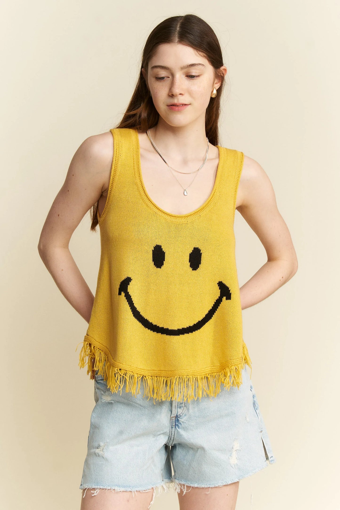 Jade By Jane Smiley Fringe Tank Top