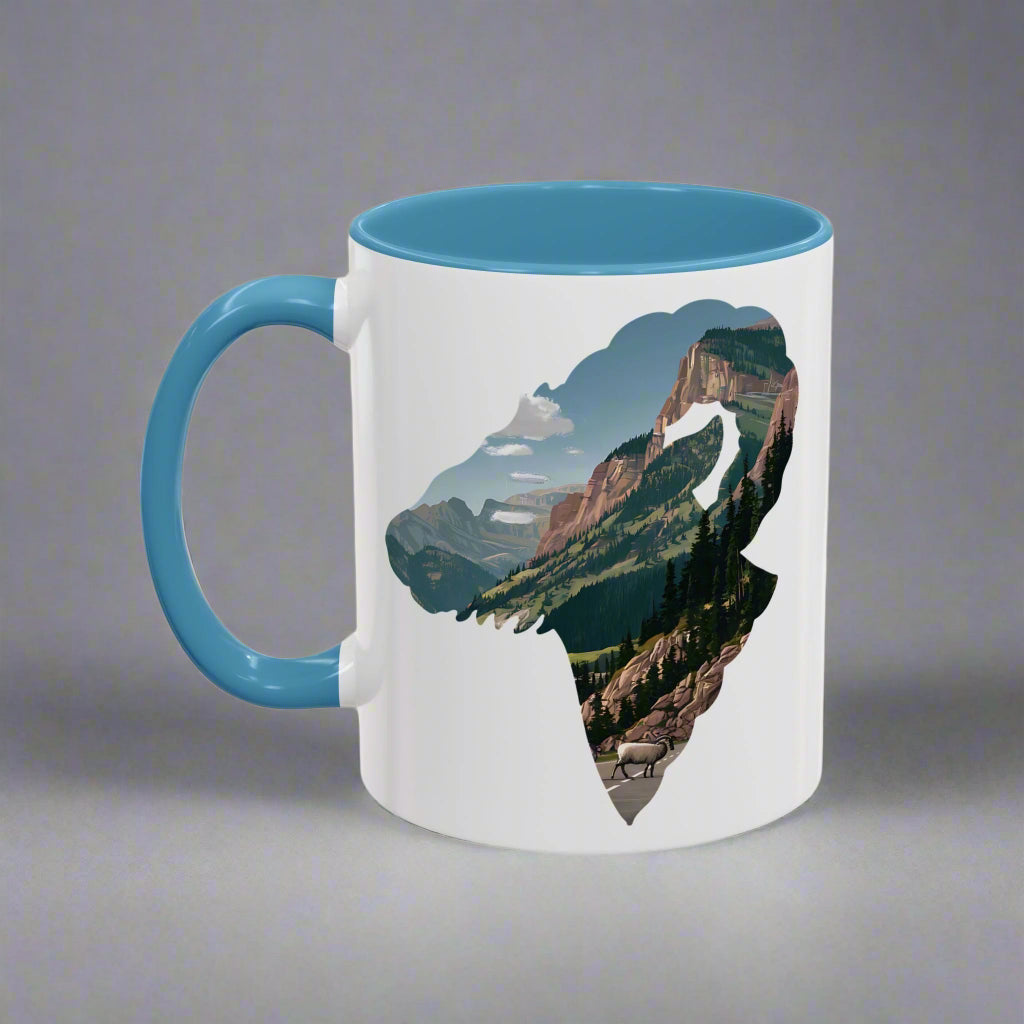 Glacier National Park Big Horned Sheep Colored Coffee Mug 11oz 15oz