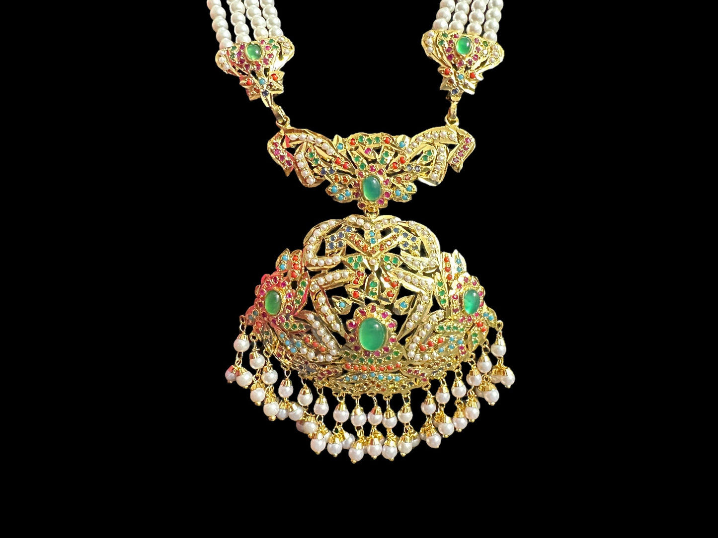 DLN97  Filza jadau rani haar in Navratan ( READY TO SHIP )