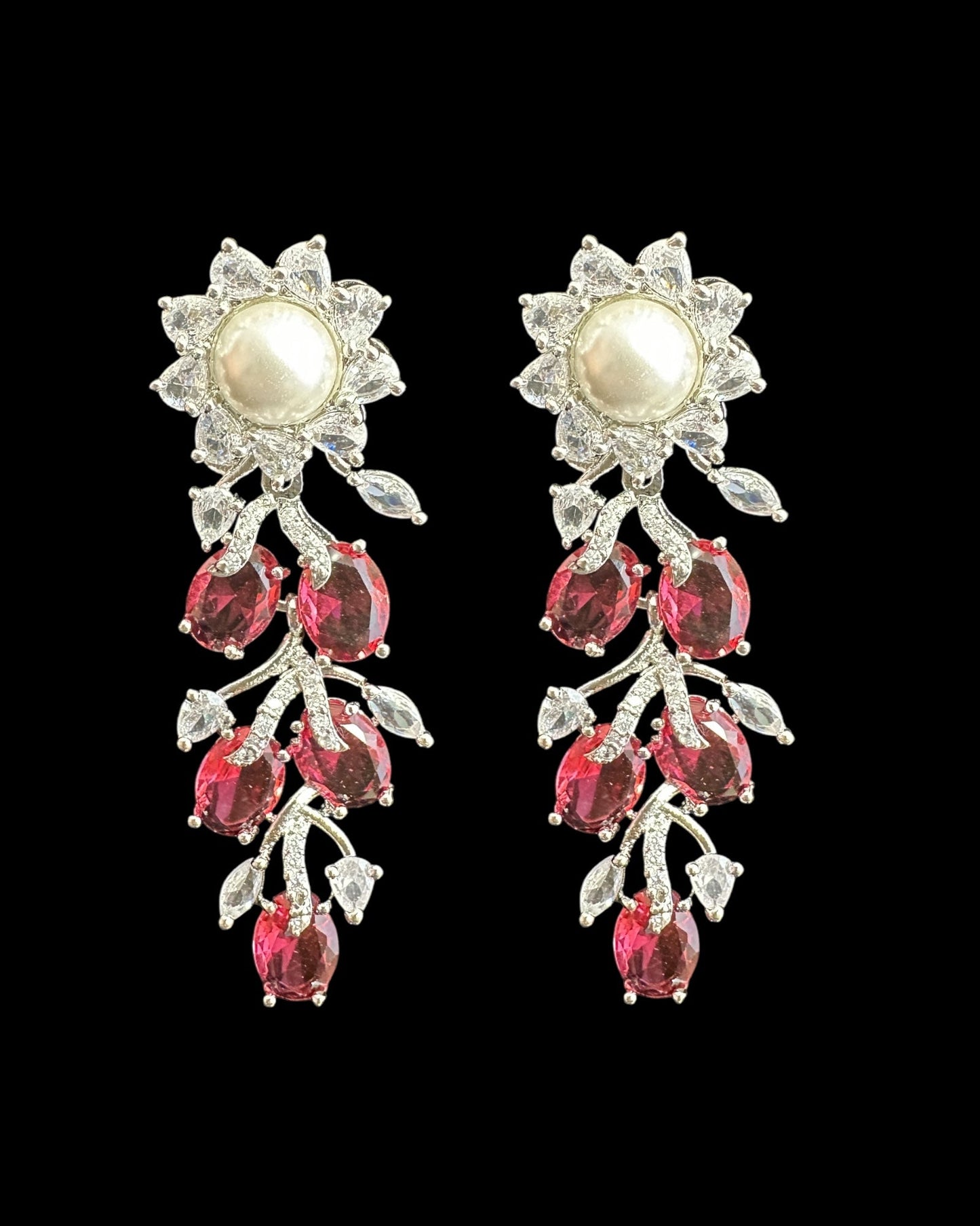 DNS137R silver plated necklace set - Ruby ( READY TO SHIP )