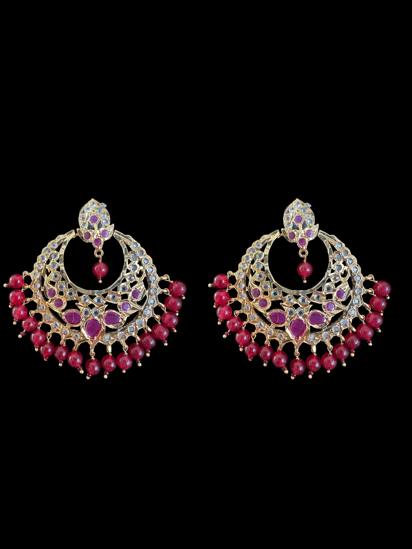 DER723 Noor chandbali in ruby (READY TO SHIP )