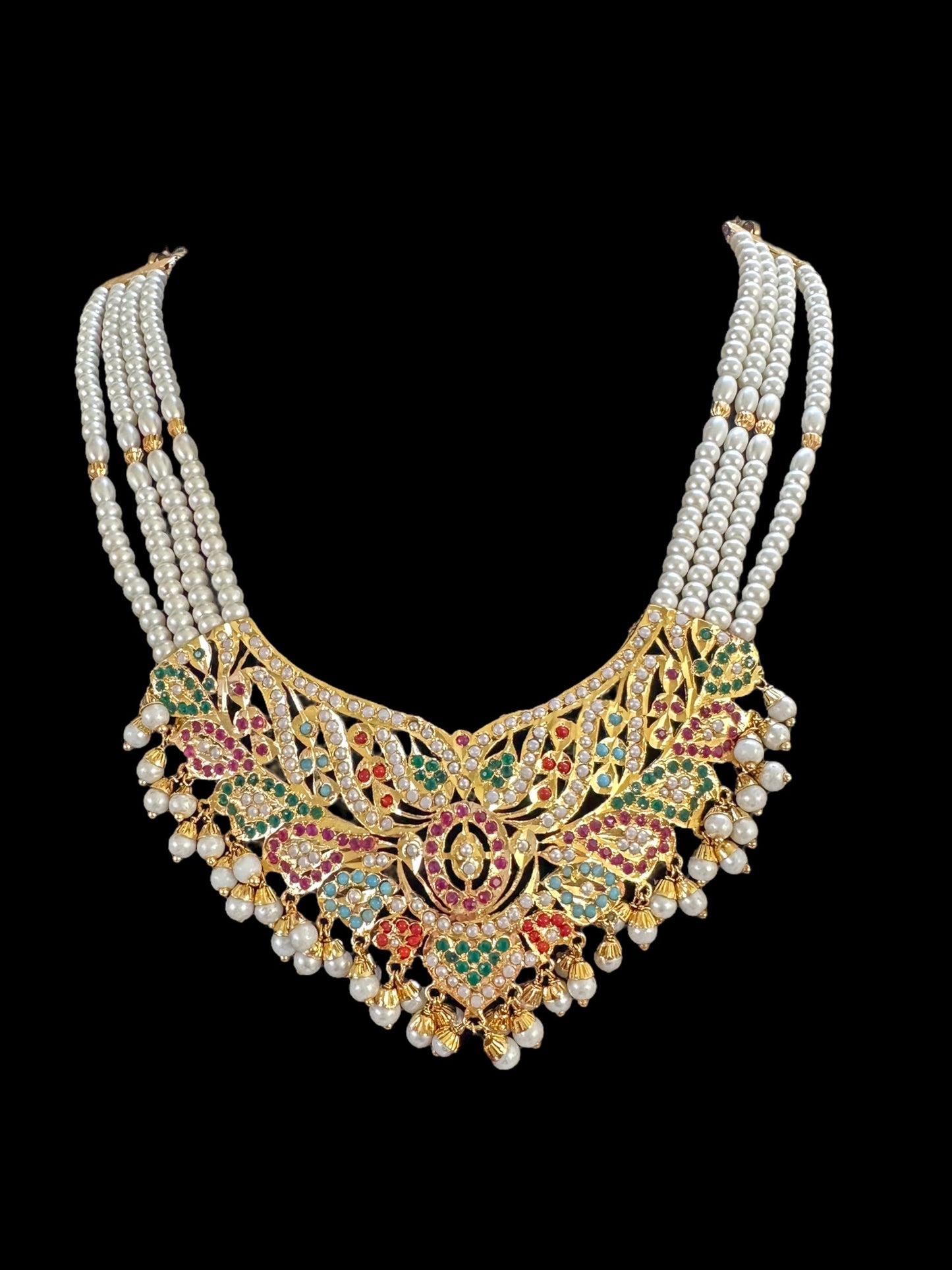 DNS46 Rana Navratan necklace earrings tika (SHIPS IN 3 WEEKS )