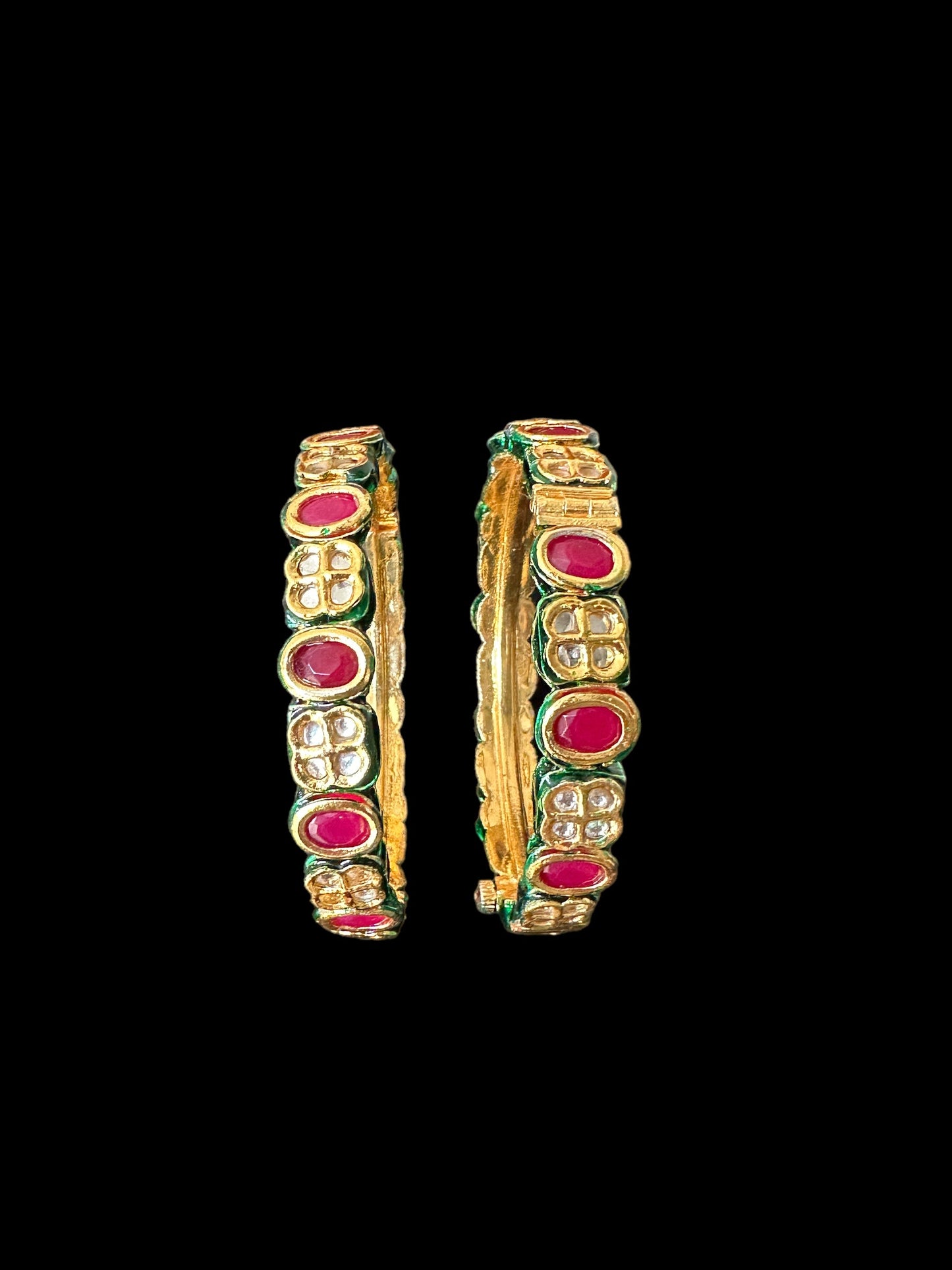 B180 Amelia kundan bangles in ruby ( READY TO SHIP )