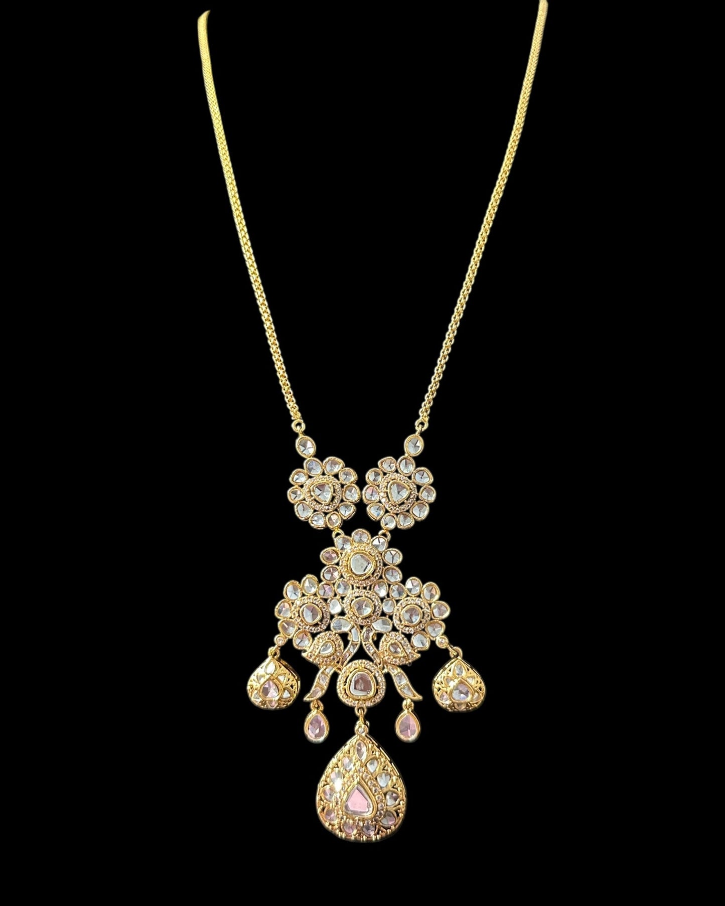 PS554 Long delicate kundan pendant mala ( READY TO SHIP )